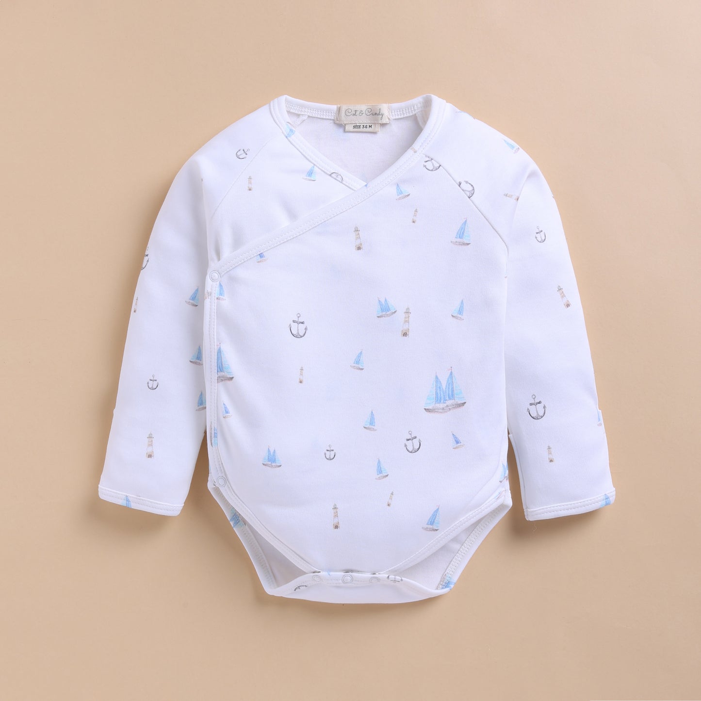 Sail Away Print Organic Kimono Bodysuit