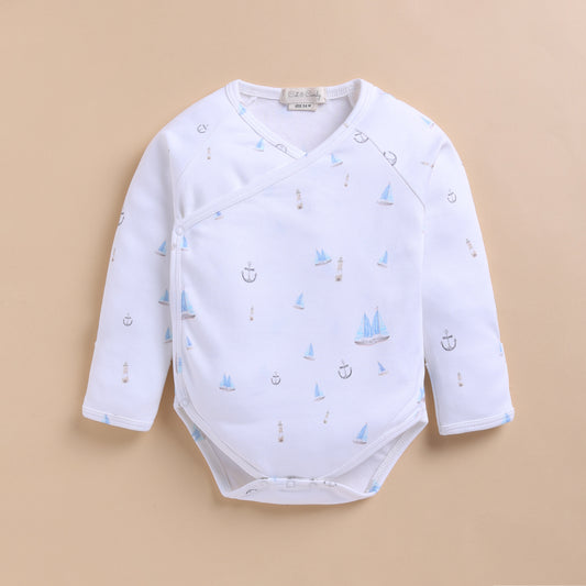 Sail Away Print Organic Kimono Bodysuit