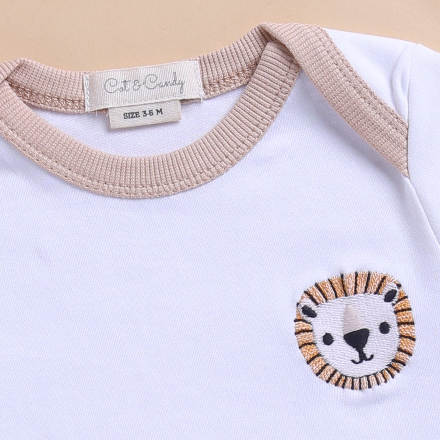 Little Roar Organic Long Sleeve Envelope Bodysuit With Latte Drawstring Pant