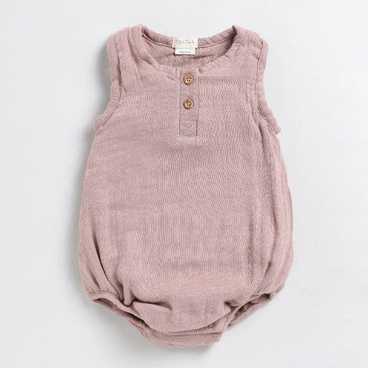 Blush Pink Organic Muslin Bubble Romper