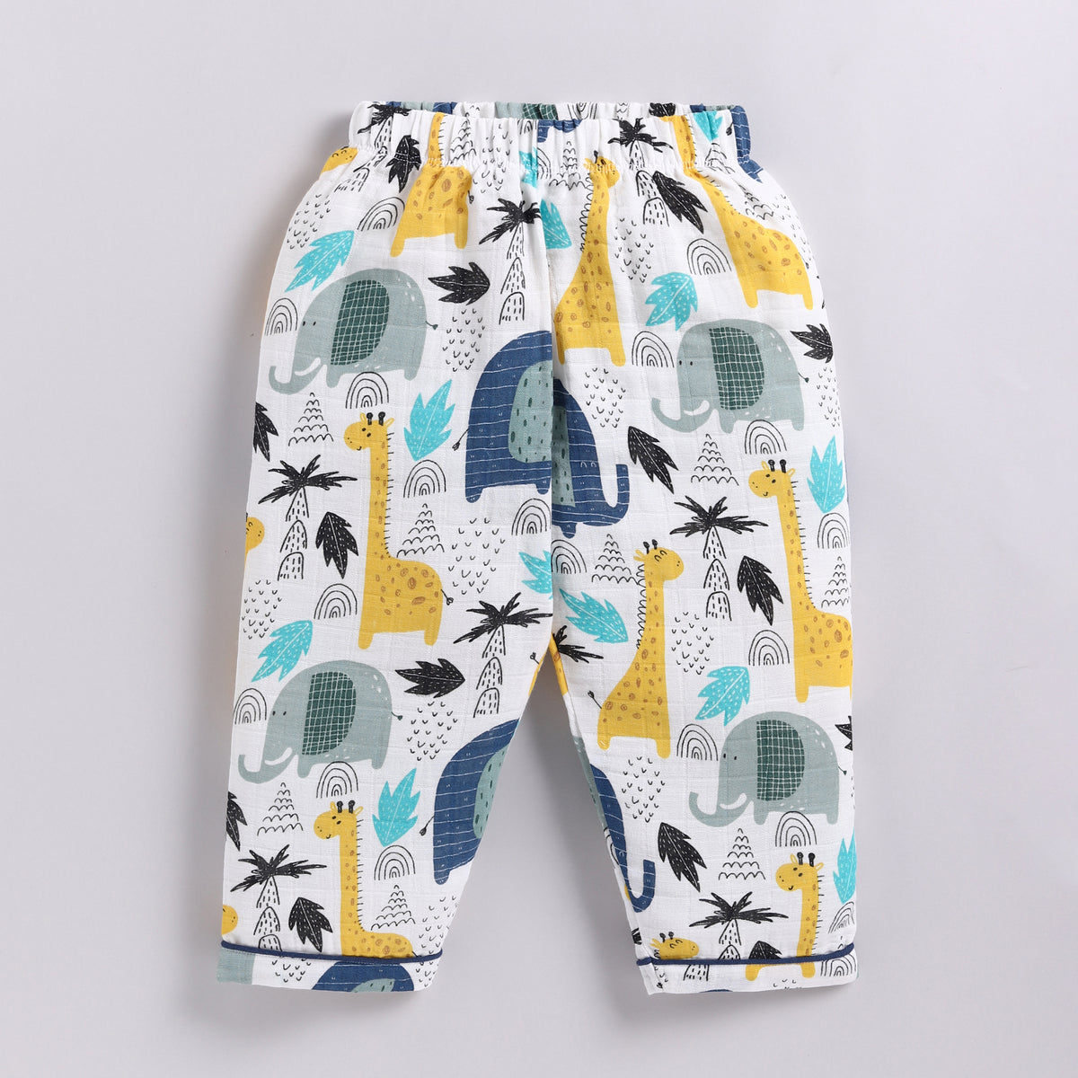 Elephant Print Organic Muslin Classic Collar PJ Set