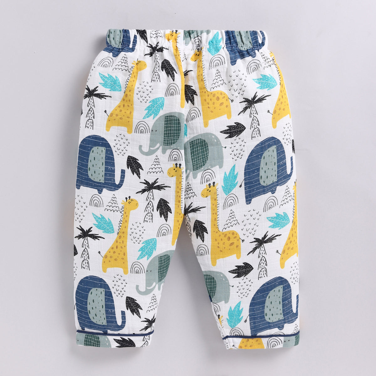 Elephant Print Organic Muslin Classic Collar PJ Set