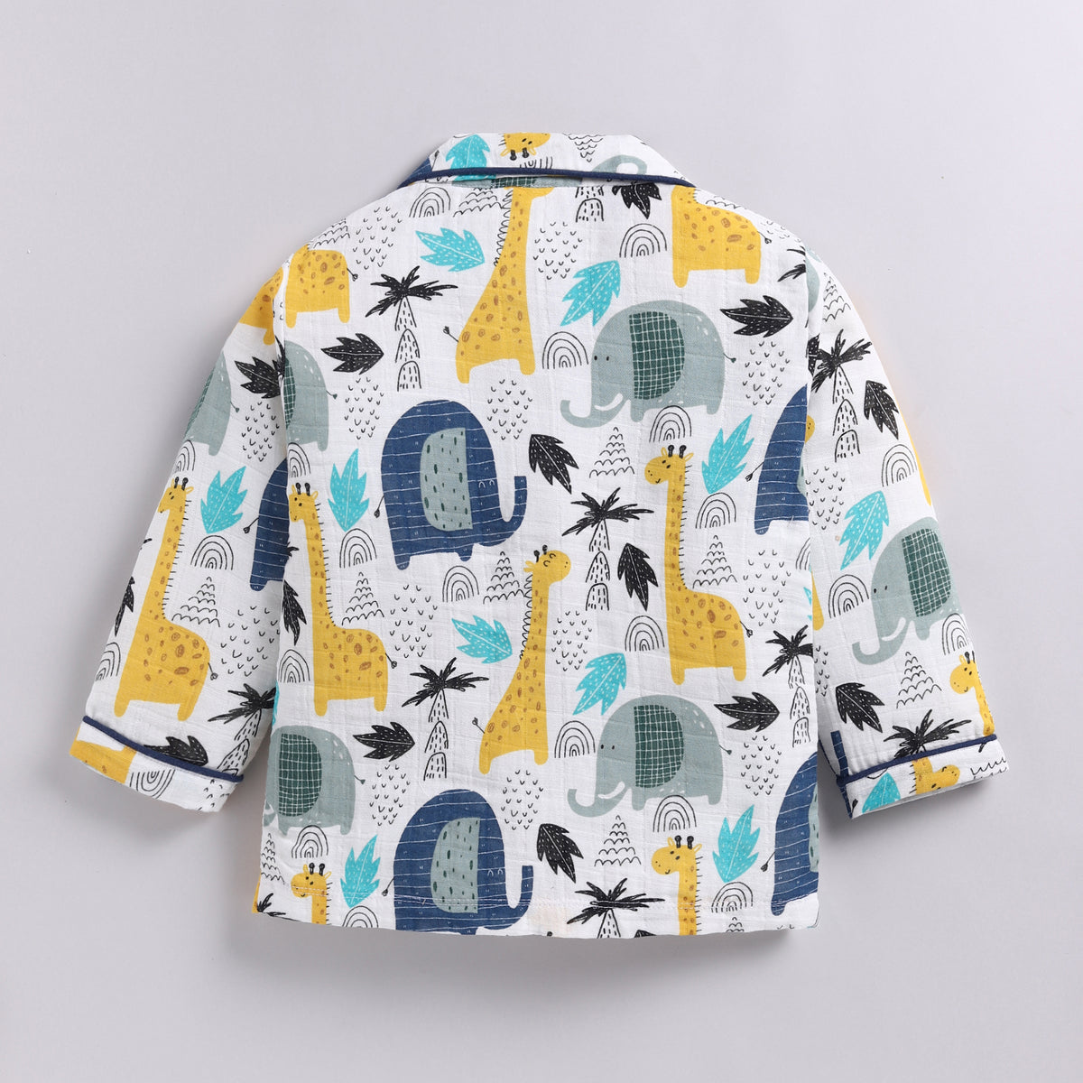 Elephant Print Organic Muslin Classic Collar PJ Set