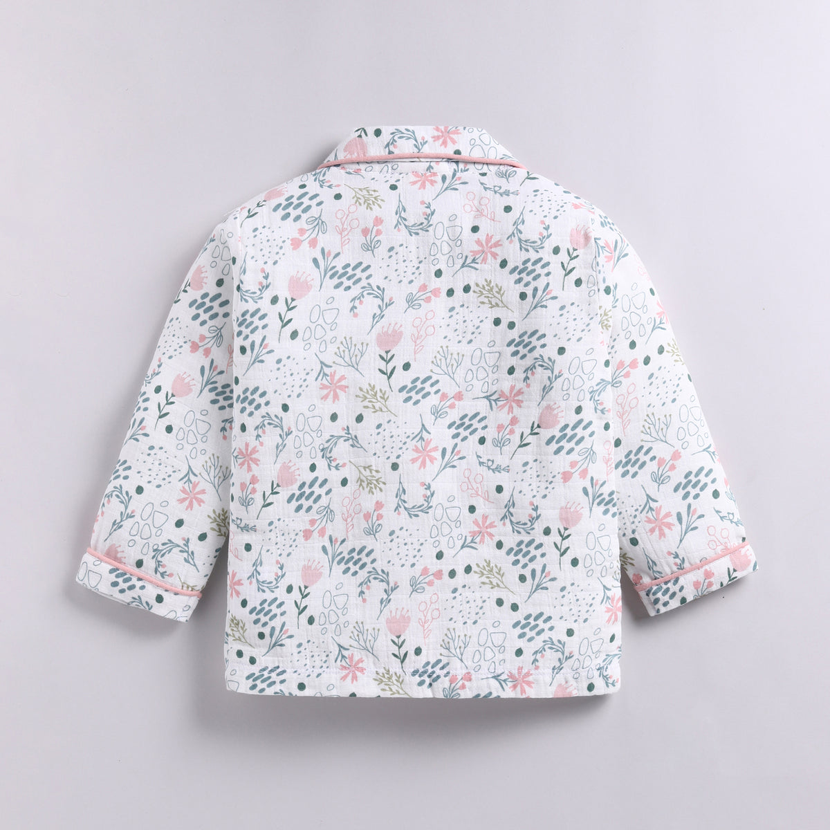 Flower Print Organic Muslin Classic Collar PJ Set
