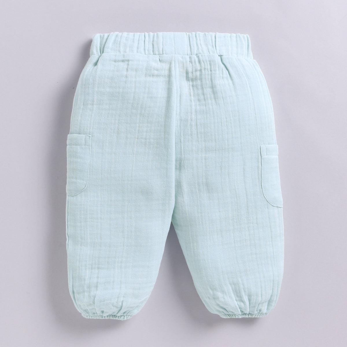 Sky Blue Organic Muslin Long Sleeve Henley T-shirt With Lounge Pant Set