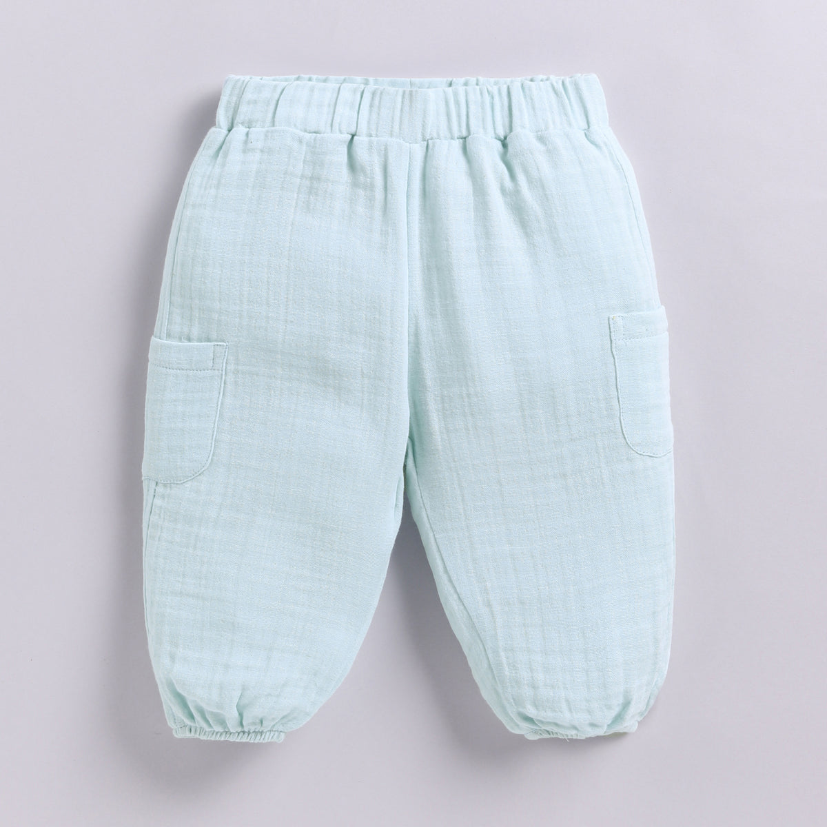 Sky Blue Organic Muslin Long Sleeve Henley T-shirt With Lounge Pant Set