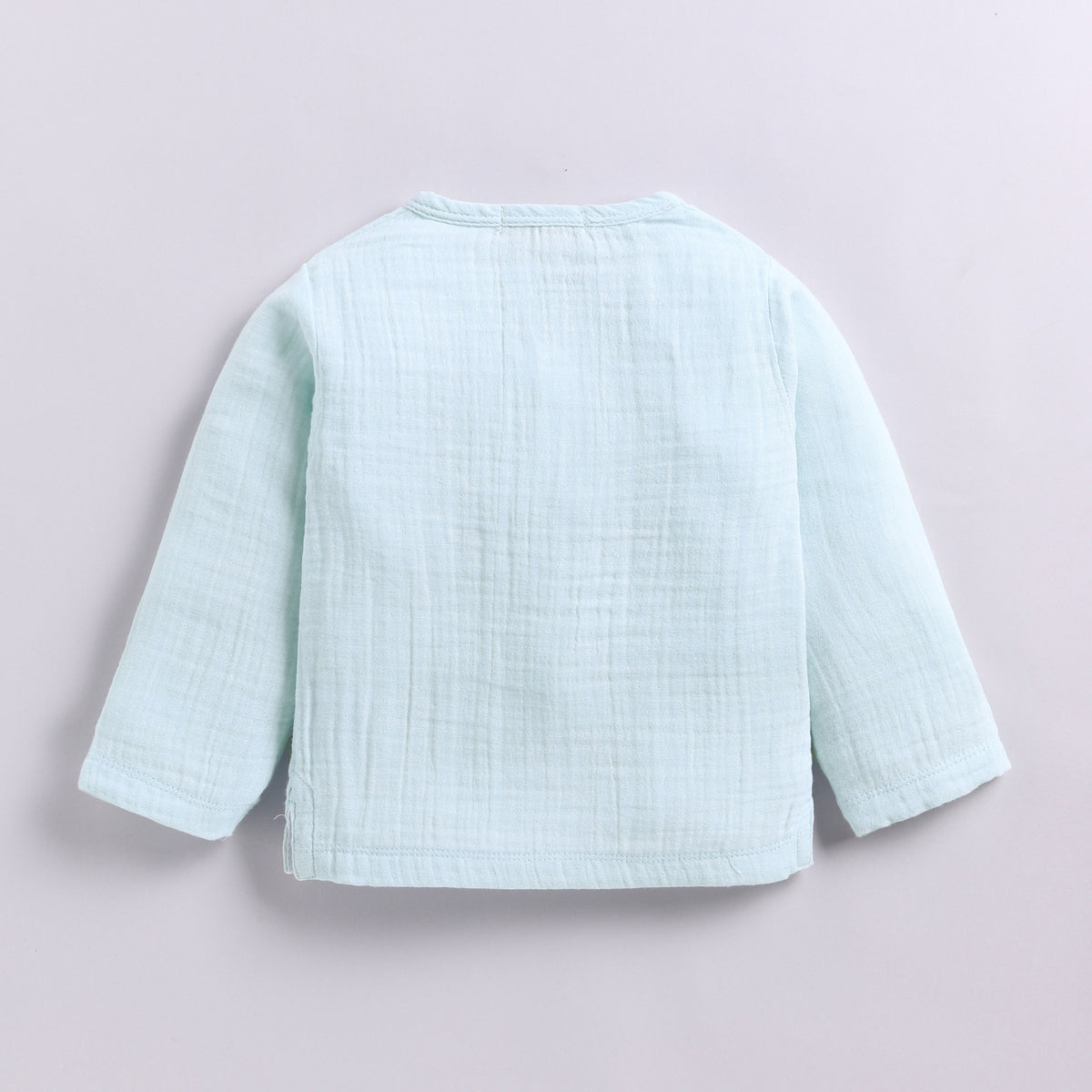 Sky Blue Organic Muslin Long Sleeve Henley T-shirt With Lounge Pant Set