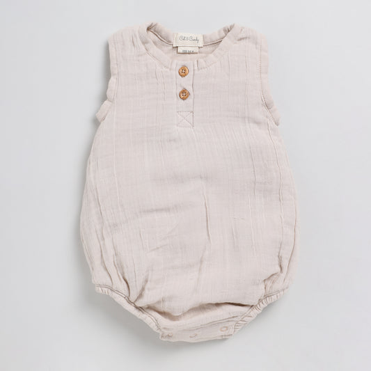 Oatmeal Organic Muslin Bubble Romper