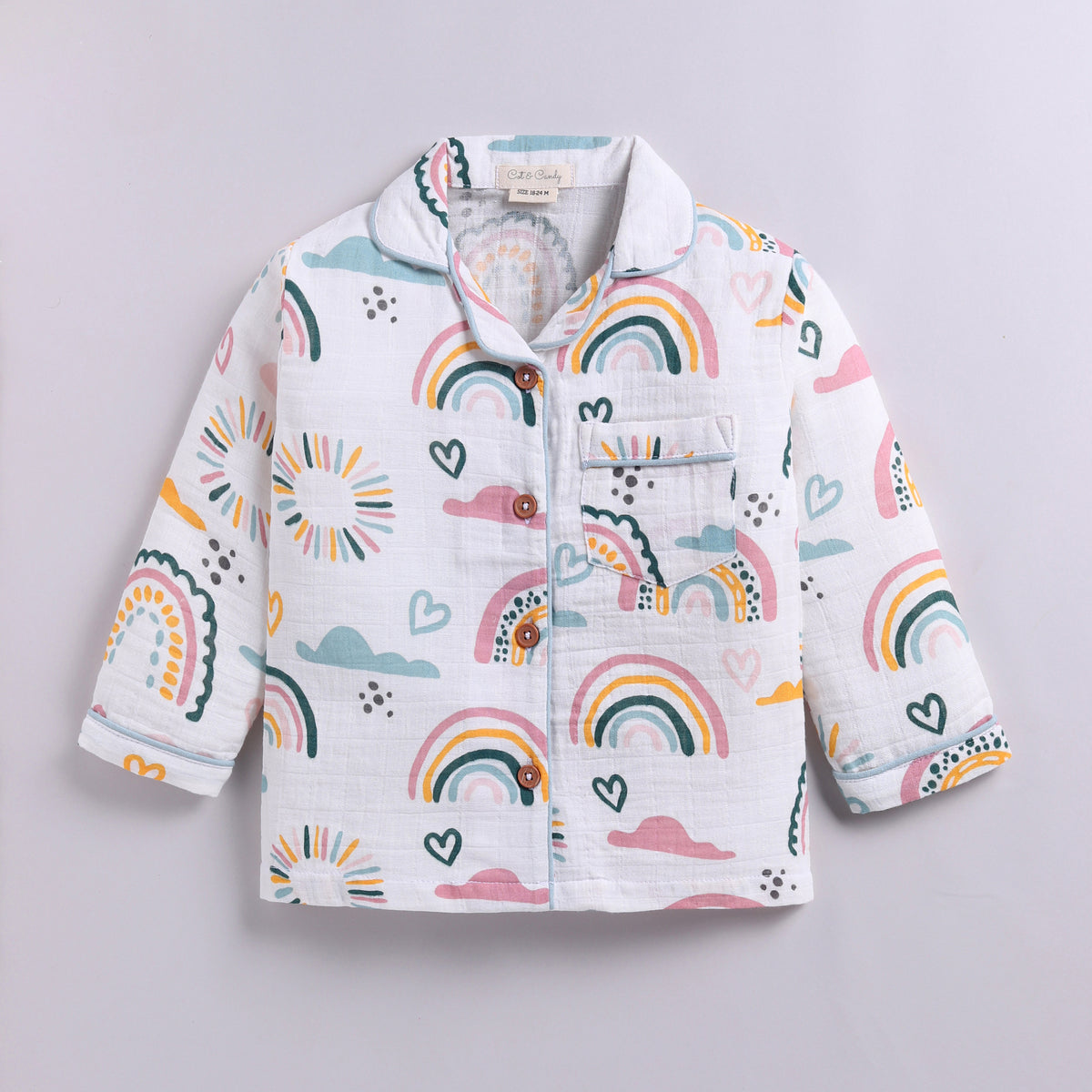 Rainbow Print Organic Muslin Classic Collar PJ Set
