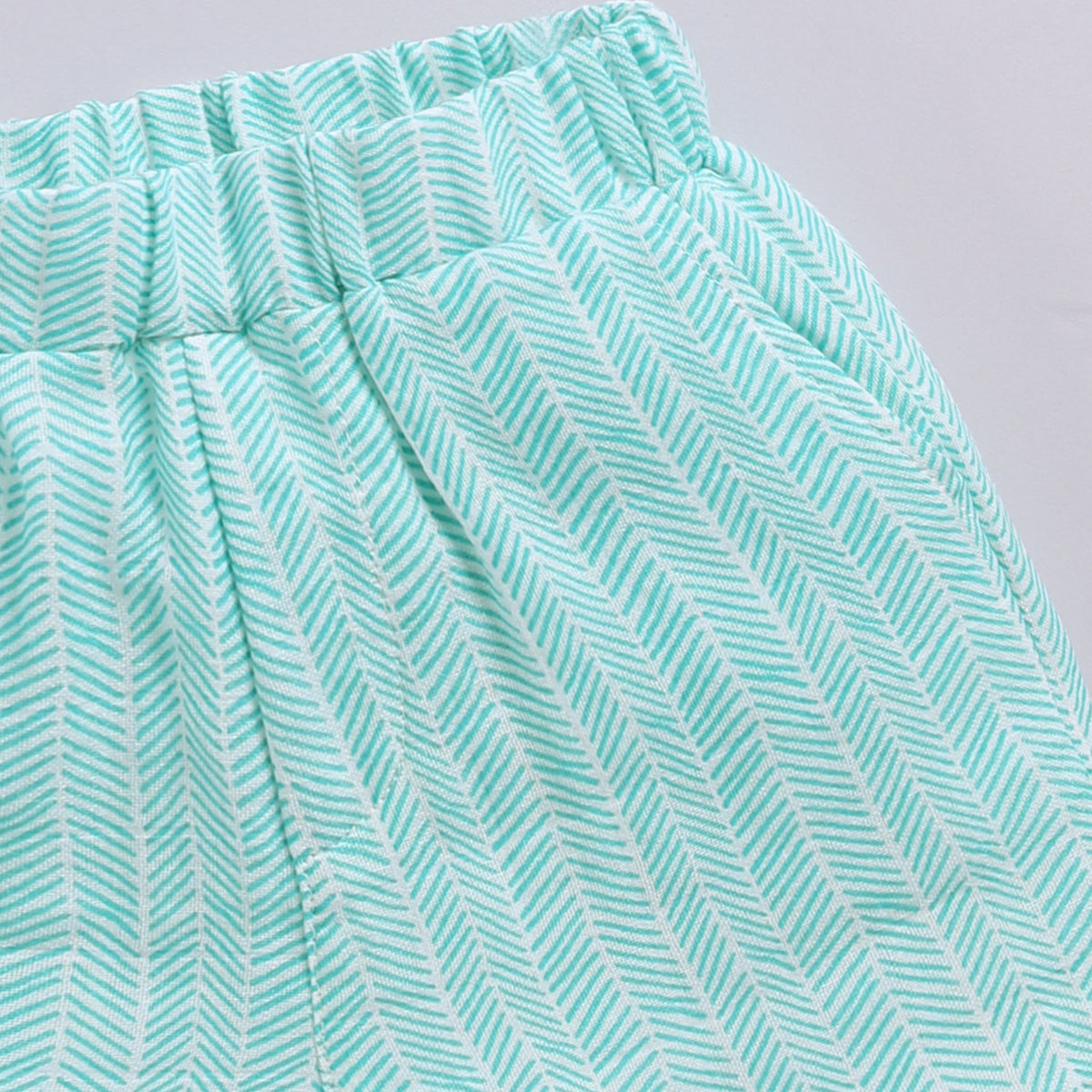 Green Check print Organic Muslin Jabla Set