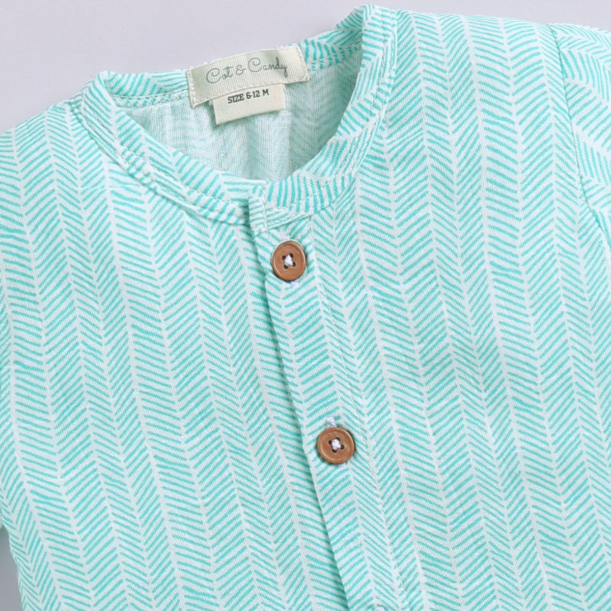 Green Check print Organic Muslin Jabla Set