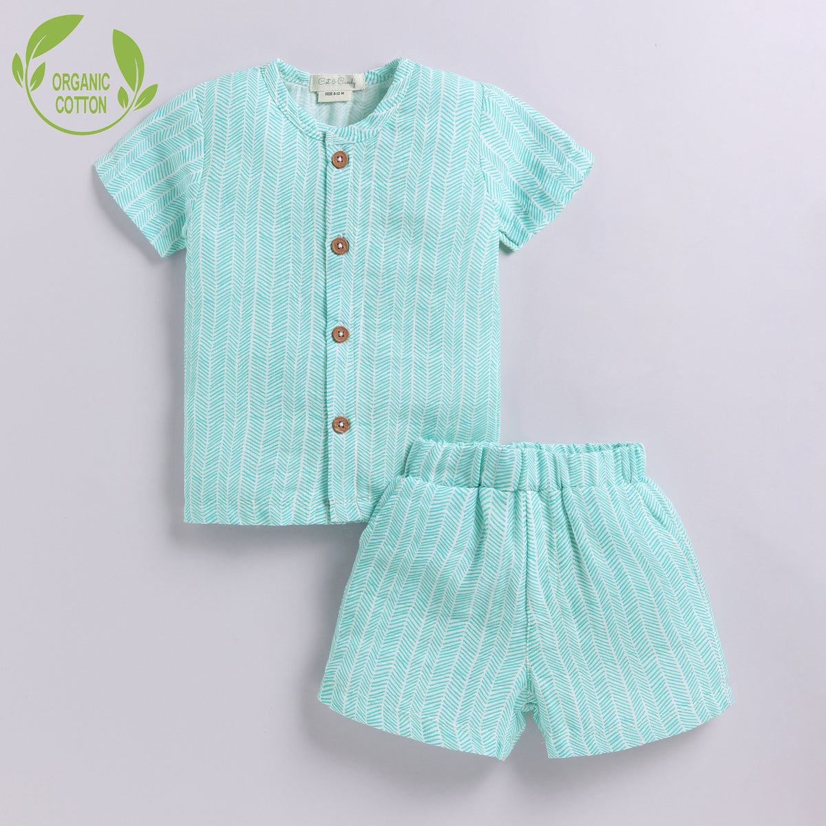 Green Check print Organic Muslin Jabla Set