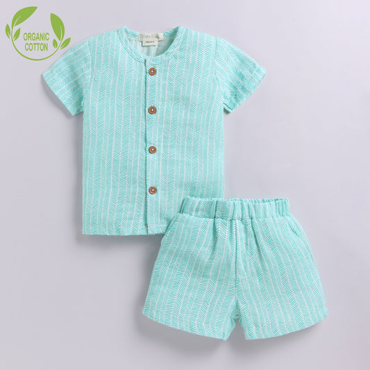 Green Check print Organic Muslin Jabla Set