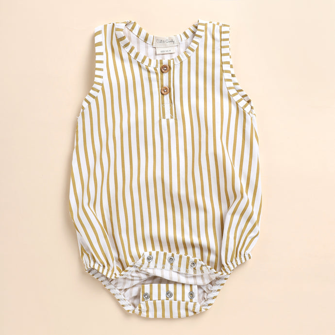 Mustard Stripe Organic Bubble Romper