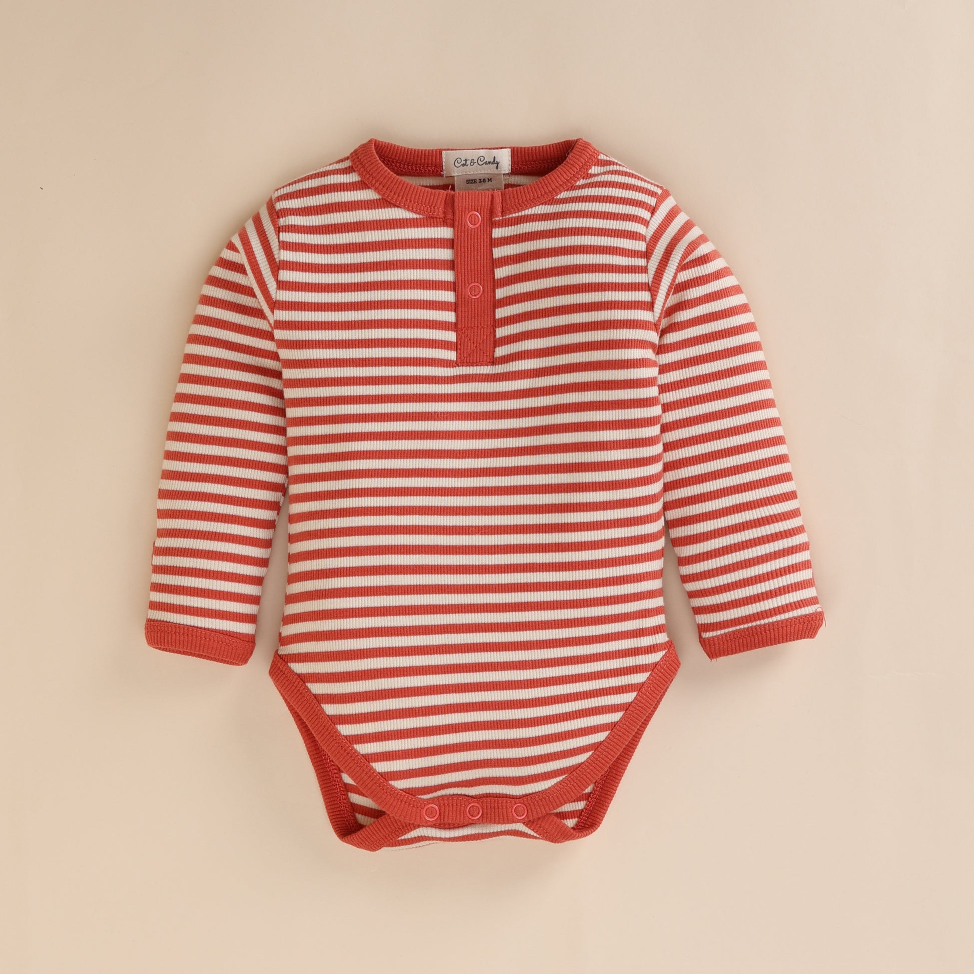Berry Stripe Organic Long Sleeve Bodysuit for 12-18 months baby