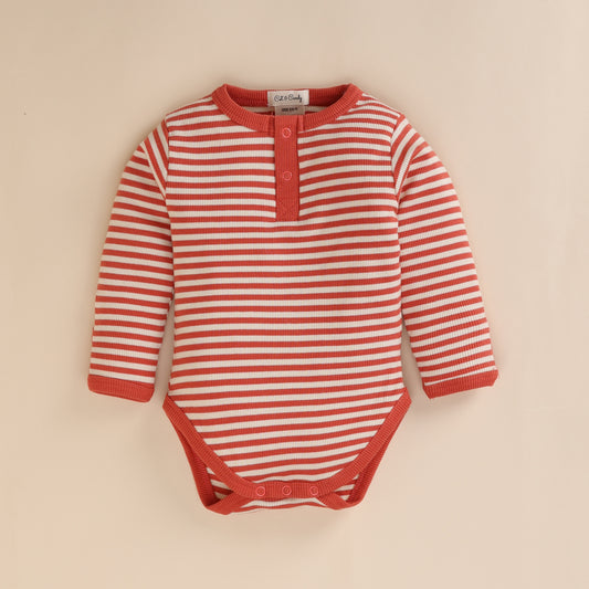 Berry Stripe Organic Long Sleeve Bodysuit for 12-18 months baby