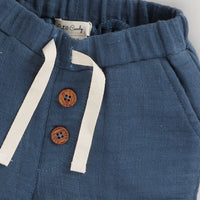 Load image into Gallery viewer, Denim Organic Muslin Turn-up Shorts 3-6 months baby
