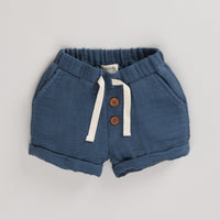 Load image into Gallery viewer, Denim Organic Muslin Turn-up Shorts
