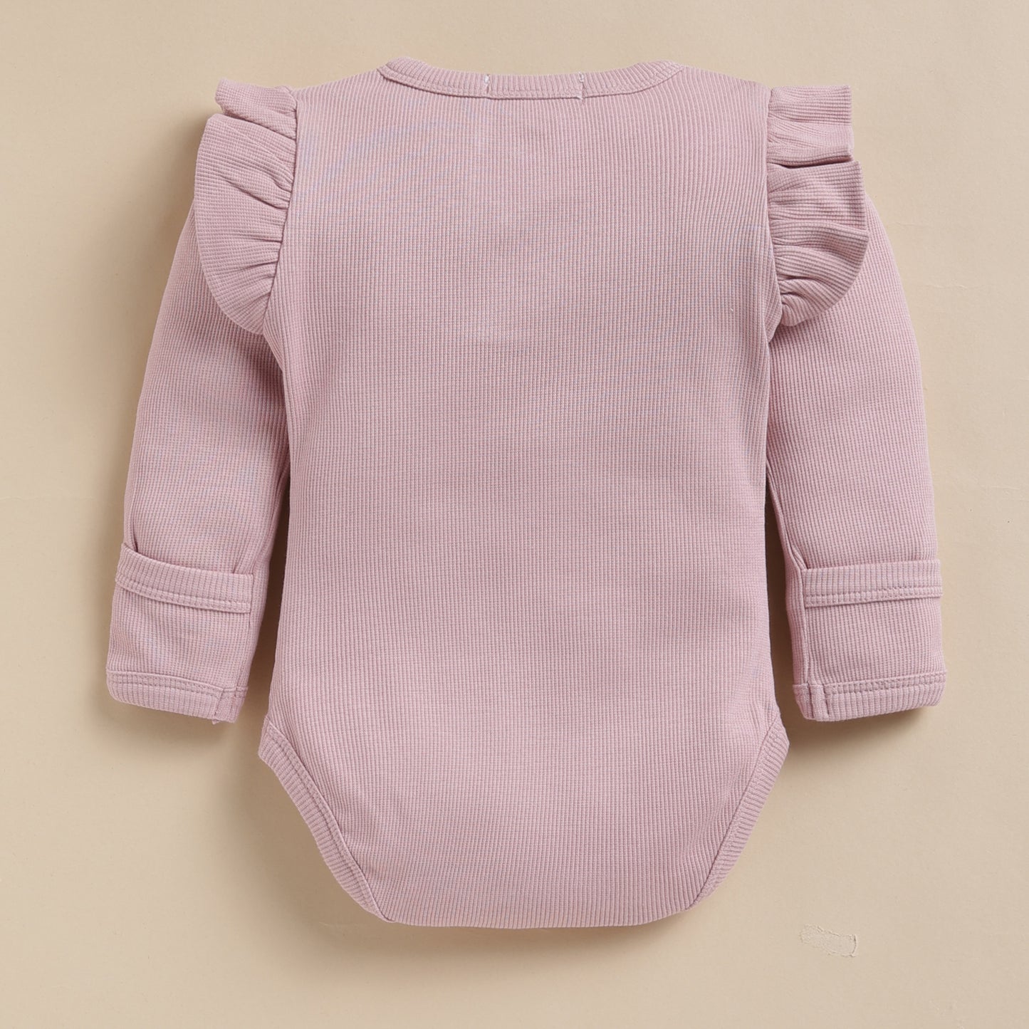 Nostalgia Rose + Blush Pink Organic Long Sleeve Bodysuit With Frill