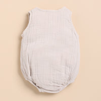 Load image into Gallery viewer, Oatmeal + Moss Green Organic Muslin Bubble Romper
