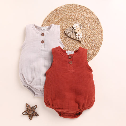Oatmeal + Picante Organic Muslin Bubble Romper