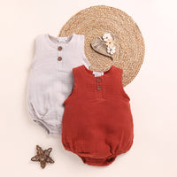 Load image into Gallery viewer, Oatmeal + Picante Organic Muslin Bubble Romper
