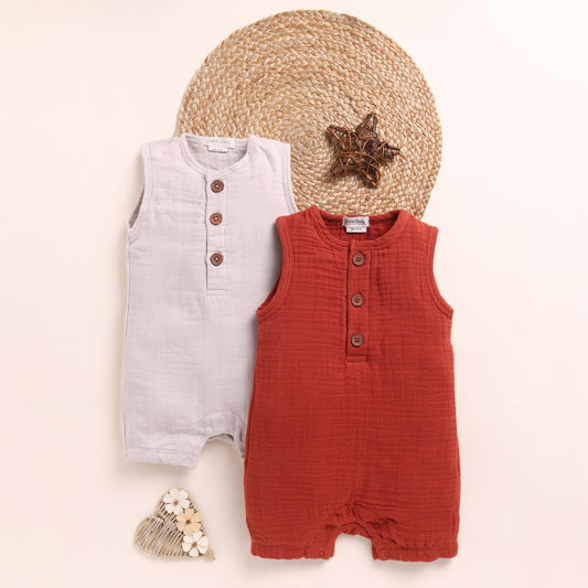 Oatmeal + Picante Organic Muslin Half Romper