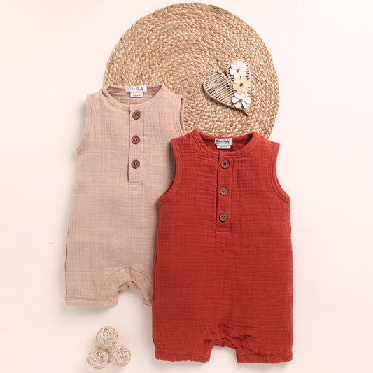 Latte + Picante Organic Muslin Half Romper