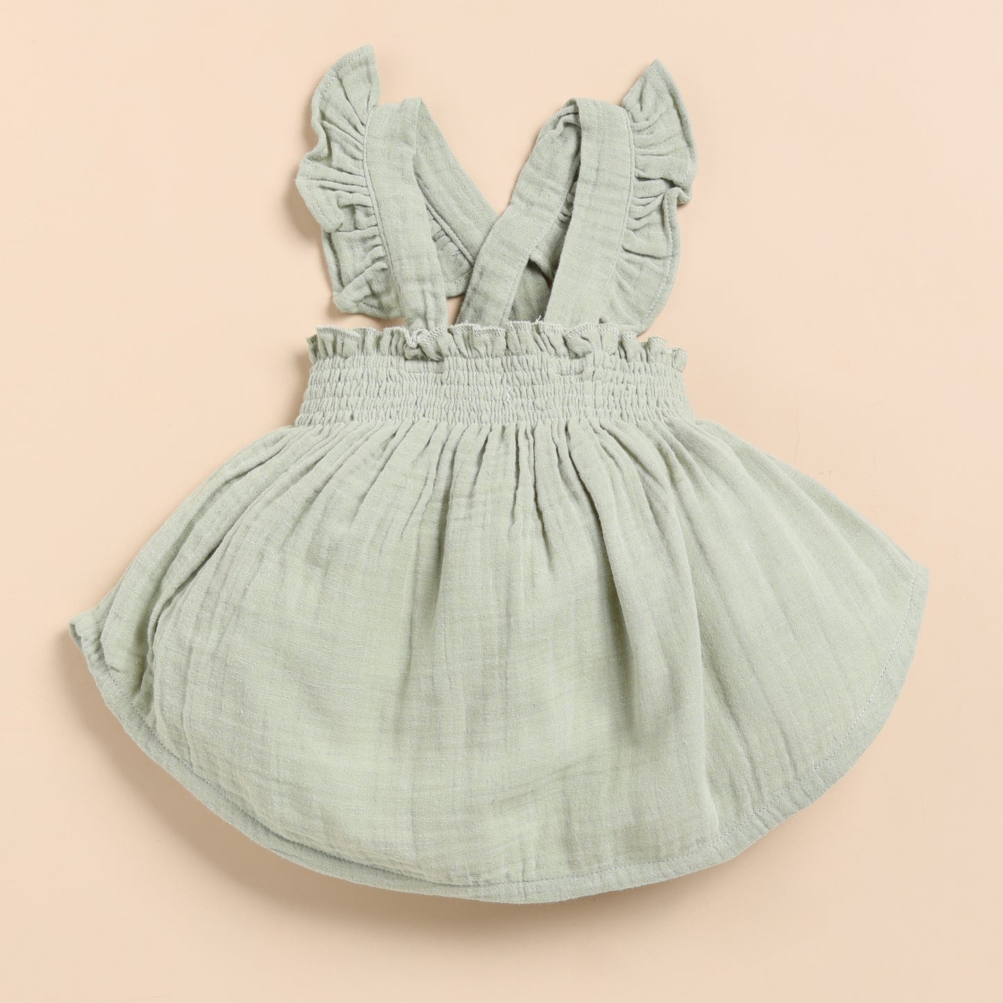 Sage Organic Muslin Sleeveless Frill Top