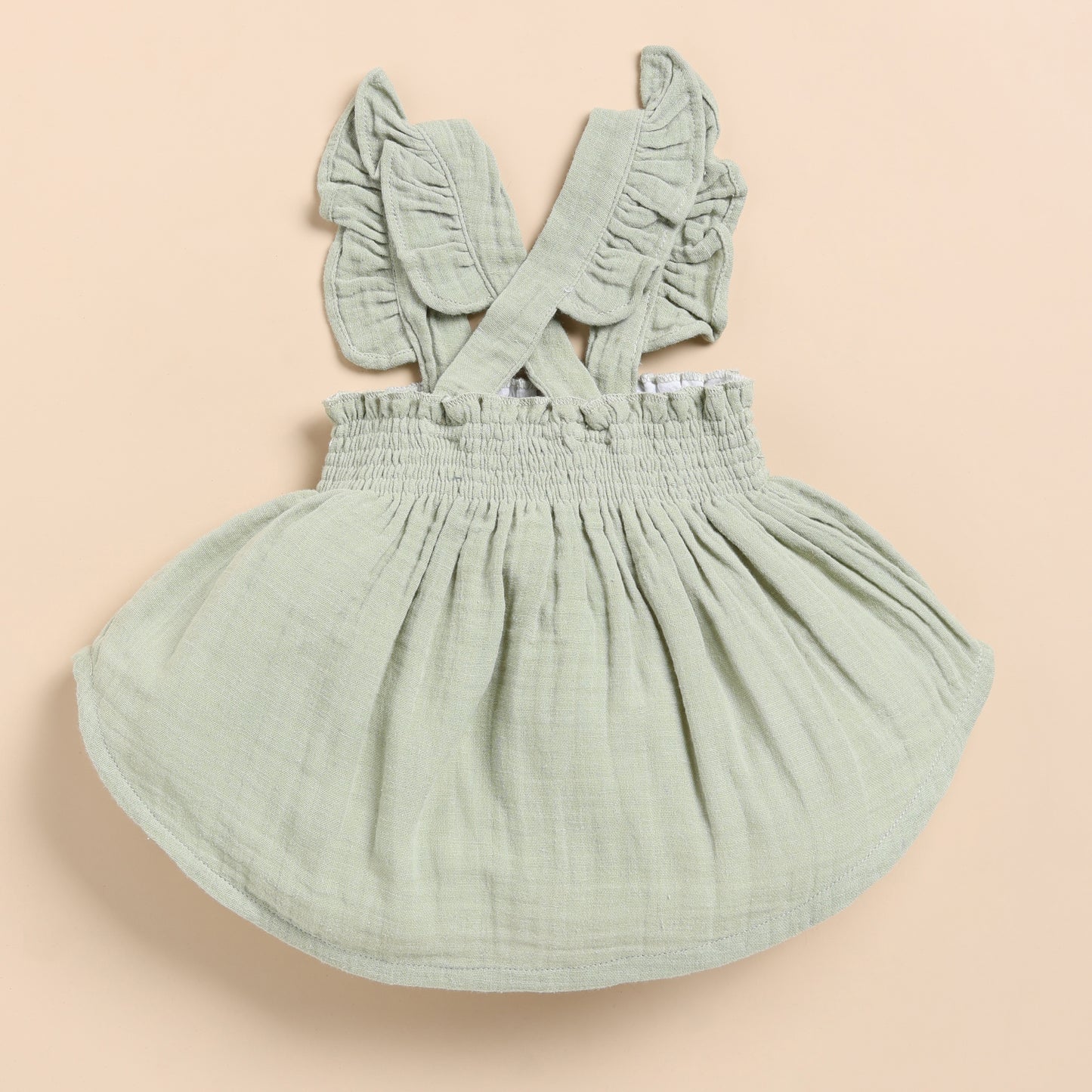 Sage Organic Muslin Sleeveless Frill Top