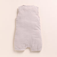 Load image into Gallery viewer, Oatmeal + Olive Organic Muslin Half Romper
