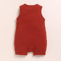 Load image into Gallery viewer, Latte + Picante Organic Muslin Half Romper
