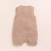 Load image into Gallery viewer, Latte + Picante Organic Muslin Half Romper
