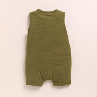 Load image into Gallery viewer, Milk + Olive Organic Muslin Half Romper
