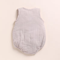 Load image into Gallery viewer, Oatmeal + Olive Organic Muslin Bubble Romper
