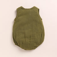 Load image into Gallery viewer, Latte + Olive Organic Muslin Bubble Romper
