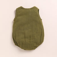 Load image into Gallery viewer, Oatmeal + Olive Organic Muslin Bubble Romper
