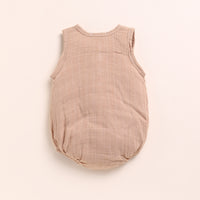 Load image into Gallery viewer, Latte + Picante Organic Muslin Bubble Romper
