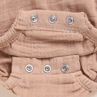 Load image into Gallery viewer, Latte + Olive Organic Muslin Bubble Romper
