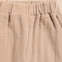 Load image into Gallery viewer, Oatmeal + Latte Organic Muslin Short Sleeve Henley Tshirt With Lounge Pant Set
