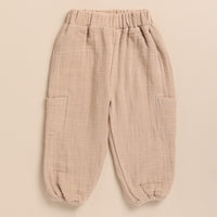 Load image into Gallery viewer, Oatmeal + Latte Organic Muslin Short Sleeve Henley Tshirt With Lounge Pant Set
