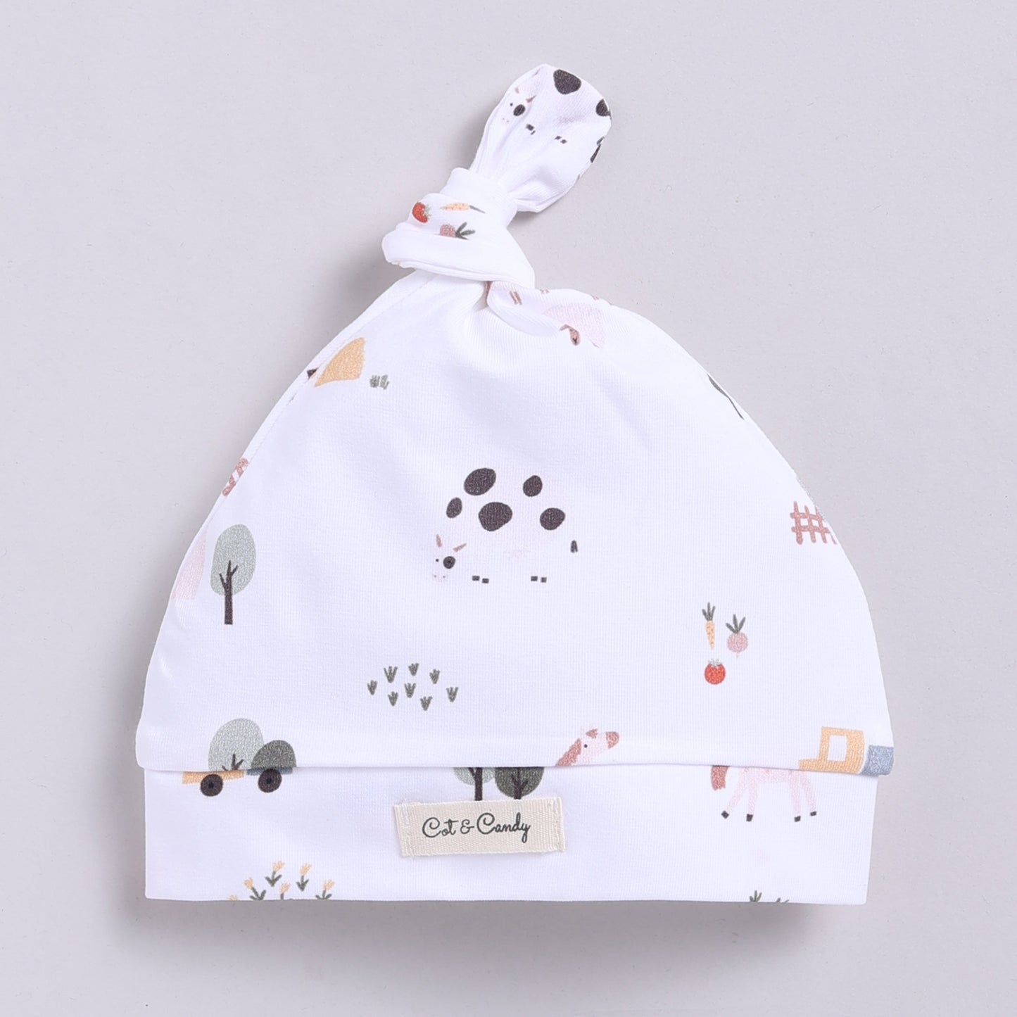 Farm Animal Organic Zipsuit and Beanie With Sage Rattle Toy