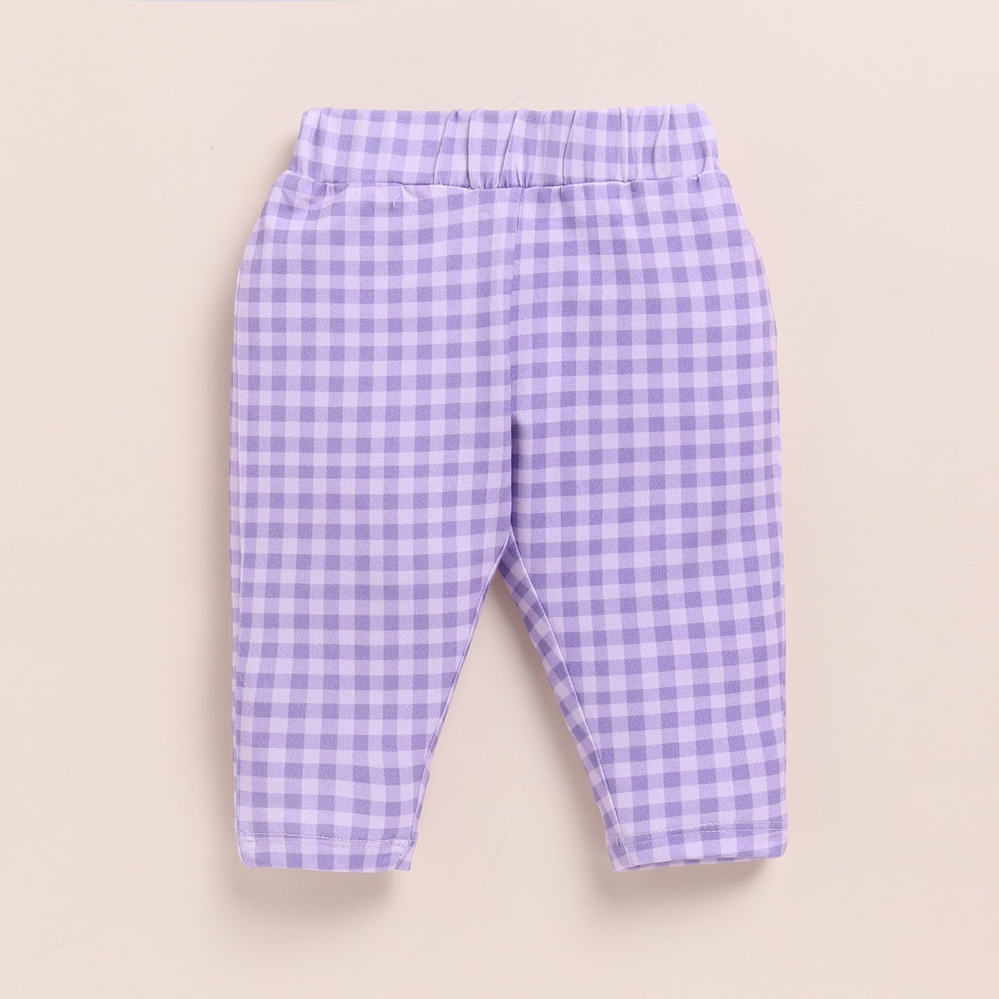 White + Orchid Gingham Cord Set Long Sleeve Bodysuit With Leggings - Pack Of 2