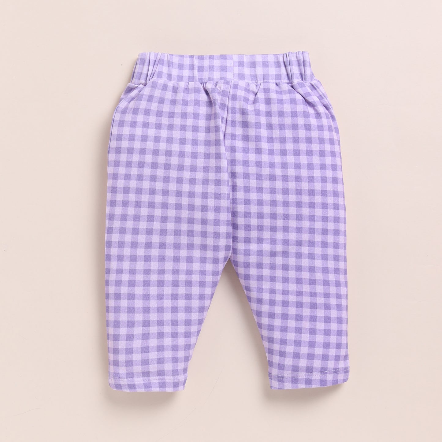 White + Orchid Gingham Cord Set Long Sleeve Bodysuit With Leggings - Pack Of 2