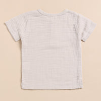 Load image into Gallery viewer, Oatmeal + Latte Organic Muslin Short Sleeve Henley Tshirt With Lounge Pant Set
