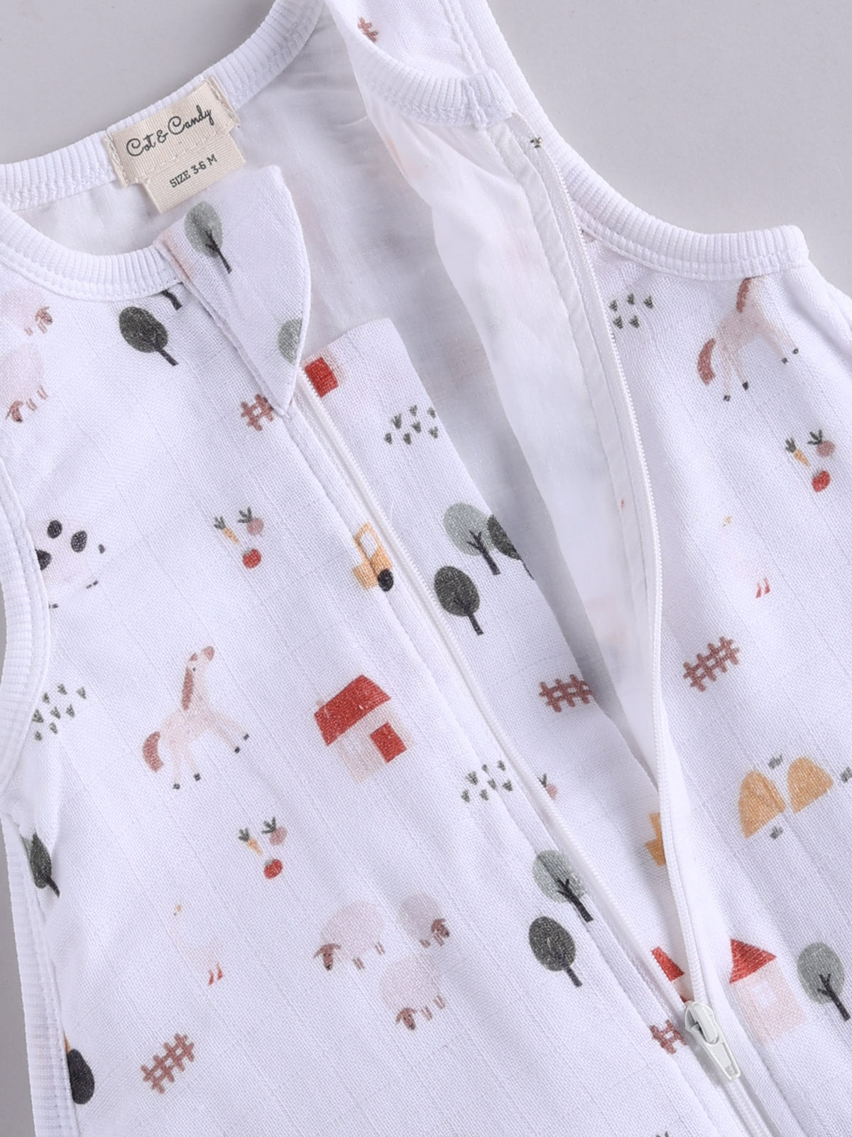 Farm Animals Organic Baby Muslin Sleeping Bag
