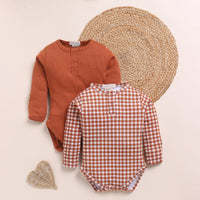 Load image into Gallery viewer, Ginger + Ginger Gingham Organic Long Sleeve Bodysuits - Pack of 2
