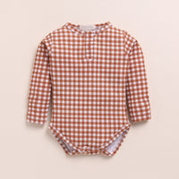 Load image into Gallery viewer, Ginger + Ginger Gingham Organic Long Sleeve Bodysuits - Pack of 2
