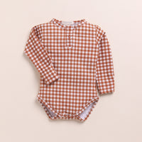 Load image into Gallery viewer, Ginger + Ginger Gingham Organic Long Sleeve Bodysuits - Pack of 2
