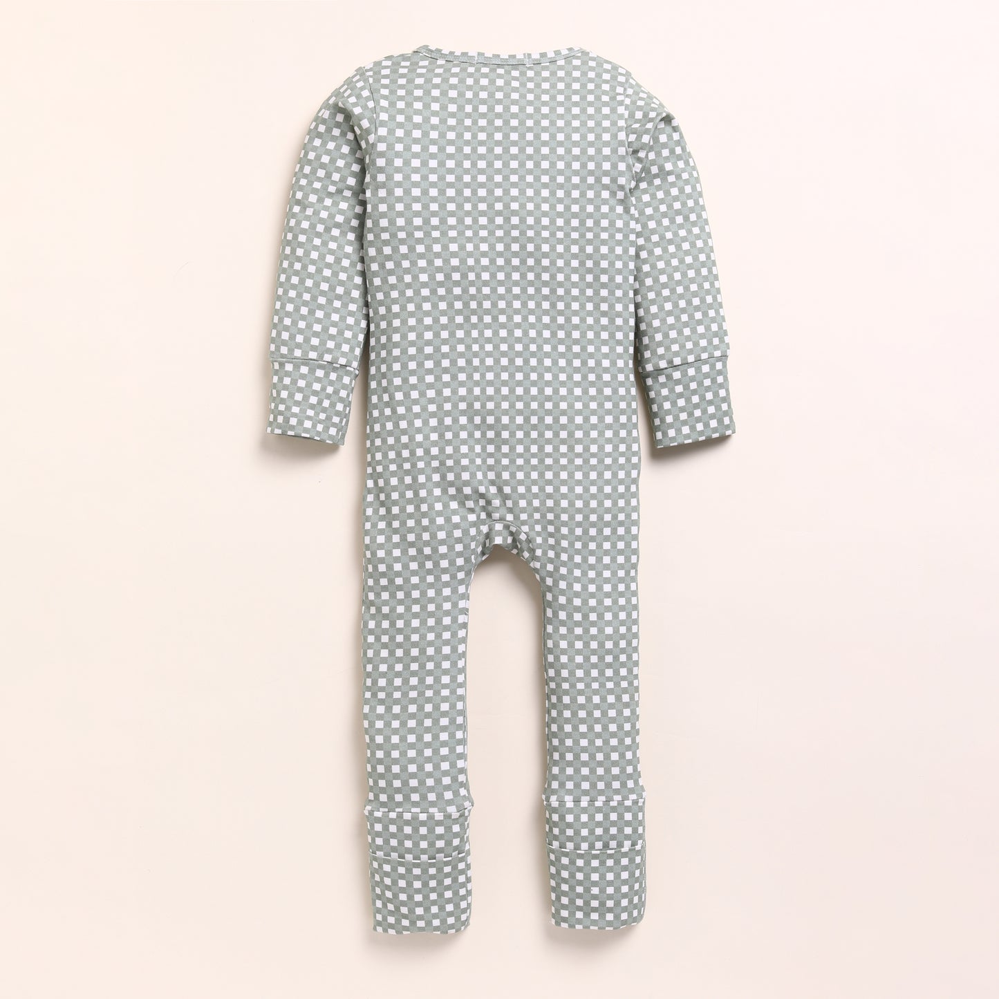 Sage + Mineral Gingham Organic Zipsuits Pack Of 2